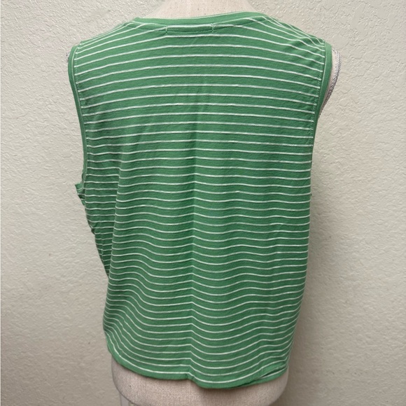 MARINE LAYER Green and White Lydia Textured Striped Tank Top Size XL - Picture 4 of 16